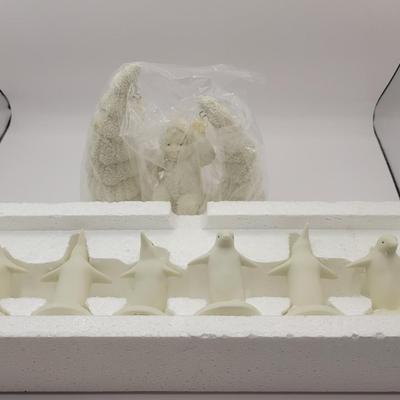 LOT:: 63 Snowbabies "When The Bough Breaks" & "Parade Of Penguins" (6pc) & Two Ornaments