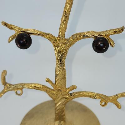 LOT 81:: 10k gold 10-11mm BIG AND BEAUTIFUL PEACOCK CULTURED FRESHWATER PEARL STUD EARRINGS IN 10K YELLOW GOLD- New!