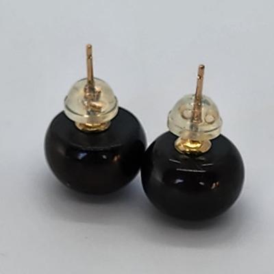 LOT 81:: 10k gold 10-11mm BIG AND BEAUTIFUL PEACOCK CULTURED FRESHWATER PEARL STUD EARRINGS IN 10K YELLOW GOLD- New!