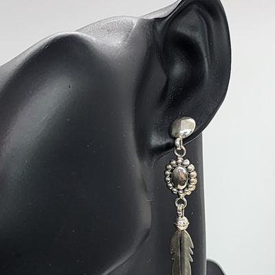 LOT:: NEW in Box- Sterling Silver Feather Drop Pierced Earrings