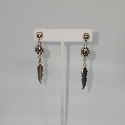 LOT:: NEW in Box- Sterling Silver Feather Drop Pierced Earrings