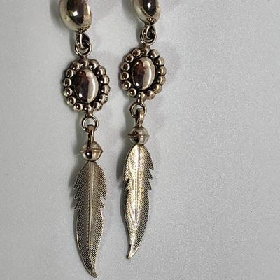 LOT:: NEW in Box- Sterling Silver Feather Drop Pierced Earrings
