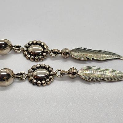 LOT:: NEW in Box- Sterling Silver Feather Drop Pierced Earrings