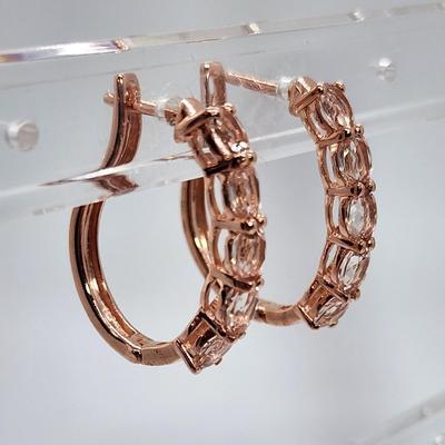 LOT 83:: New! GORGEOUS! Morganite and Diamond Heart Shaped Tennis Bracelet and Matching Earrings in oval cut Morganites set in Rose Gold...