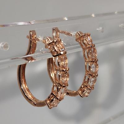 LOT 83:: New! GORGEOUS! Morganite and Diamond Heart Shaped Tennis Bracelet and Matching Earrings in oval cut Morganites set in Rose Gold...