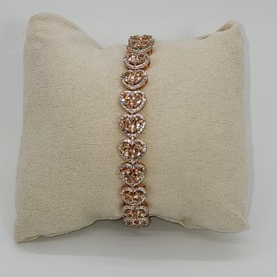 LOT 83:: New! GORGEOUS! Morganite and Diamond Heart Shaped Tennis Bracelet and Matching Earrings in oval cut Morganites set in Rose Gold...