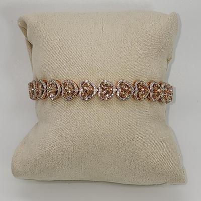LOT 83:: New! GORGEOUS! Morganite and Diamond Heart Shaped Tennis Bracelet and Matching Earrings in oval cut Morganites set in Rose Gold...