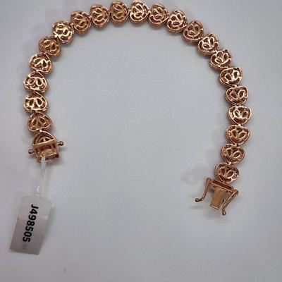 LOT 83:: New! GORGEOUS! Morganite and Diamond Heart Shaped Tennis Bracelet and Matching Earrings in oval cut Morganites set in Rose Gold...