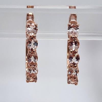 LOT 83:: New! GORGEOUS! Morganite and Diamond Heart Shaped Tennis Bracelet and Matching Earrings in oval cut Morganites set in Rose Gold...