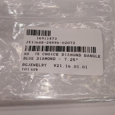 LOT 84:: STUNNING! NEW! Sterling Silver Hinged Blue Diamond Bangle Bracelet