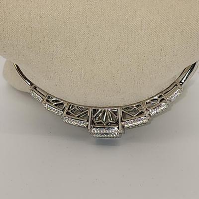 LOT 84:: STUNNING! NEW! Sterling Silver Hinged Blue Diamond Bangle Bracelet