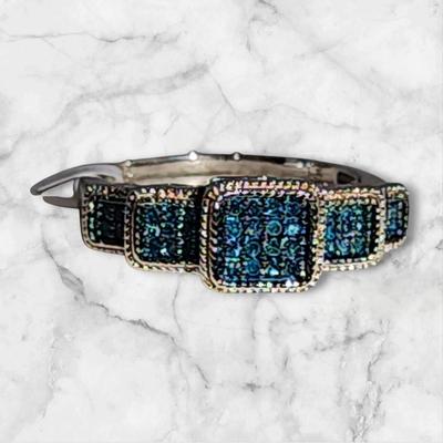 LOT 85:: NEW! STUNNING! Sterling Silver Blue Diamond Size 8 Ring