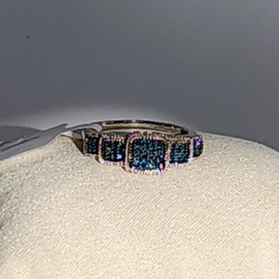 LOT 85:: NEW! STUNNING! Sterling Silver Blue Diamond Size 8 Ring