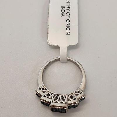 LOT 85:: NEW! STUNNING! Sterling Silver Blue Diamond Size 8 Ring