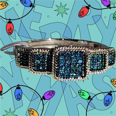 LOT 85:: NEW! STUNNING! Sterling Silver Blue Diamond Size 8 Ring