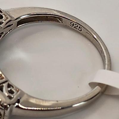 LOT 85:: NEW! STUNNING! Sterling Silver Blue Diamond Size 8 Ring