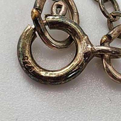 LOT 86:: New, Old Stock- Vintage Sterling Silver Amber Pendant Necklace 24" L-- still had tag from store still on it!