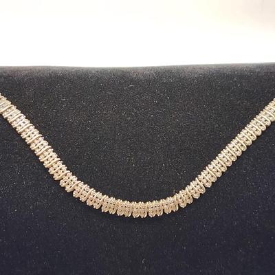 LOT 87:: Vintage Two tone Sterling Silver Bracelet 7.5"L. 13.8g