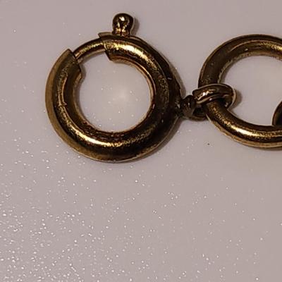 LOT 88:: Vintage RUSSEL 1/20 12k Gold Filled Gemstone Scarab Bracelet w/Saftey chain 7.5"L