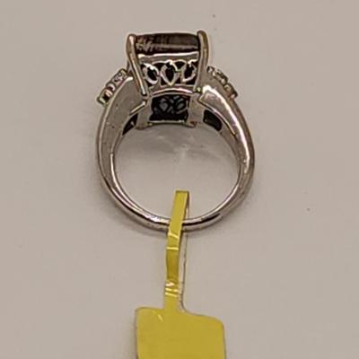 LOT 89:: New! Rainforest Jasper White Topaz Ring Platinum over Sterling sz. 6