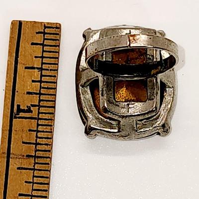 LOT 94:: Vintage Ring LOT - Siverplate- Community spoon ring sz 7, Brutalist Purple stones sz 9 and rest Stretch