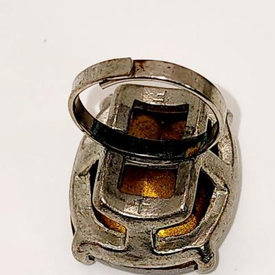 LOT 94:: Vintage Ring LOT - Siverplate- Community spoon ring sz 7, Brutalist Purple stones sz 9 and rest Stretch