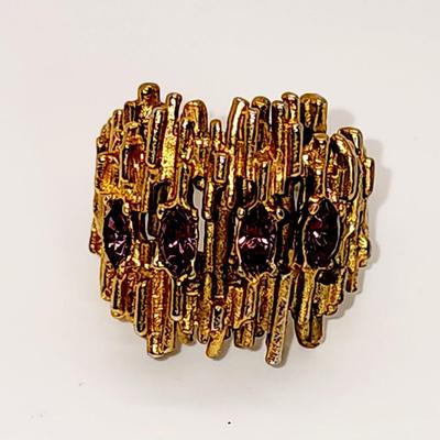 LOT 94:: Vintage Ring LOT - Siverplate- Community spoon ring sz 7, Brutalist Purple stones sz 9 and rest Stretch