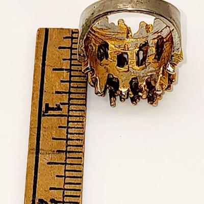 LOT 94:: Vintage Ring LOT - Siverplate- Community spoon ring sz 7, Brutalist Purple stones sz 9 and rest Stretch