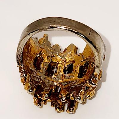 LOT 94:: Vintage Ring LOT - Siverplate- Community spoon ring sz 7, Brutalist Purple stones sz 9 and rest Stretch