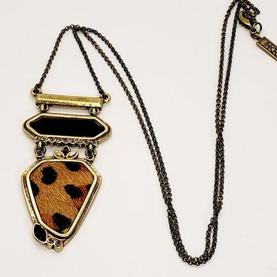 LOT 95:: Two 30" L Necklaces, Two Bracelets and 2 pins featuring Silpada KR "Go Wild" Crystal, Brass, Cowhide Pendant...