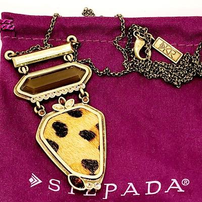 LOT 95:: Two 30" L Necklaces, Two Bracelets and 2 pins featuring Silpada KR "Go Wild" Crystal, Brass, Cowhide Pendant...