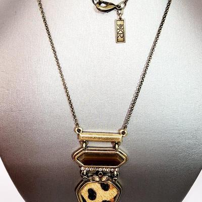 LOT 95:: Two 30" L Necklaces, Two Bracelets and 2 pins featuring Silpada KR "Go Wild" Crystal, Brass, Cowhide Pendant...