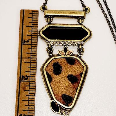 LOT 95:: Two 30" L Necklaces, Two Bracelets and 2 pins featuring Silpada KR "Go Wild" Crystal, Brass, Cowhide Pendant...