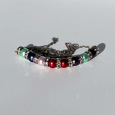 LOT 101:: New Sterling Silver Pearl and Crystal Necklace and Bracelet Set