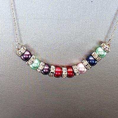 LOT 101:: New Sterling Silver Pearl and Crystal Necklace and Bracelet Set