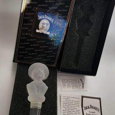 LOT:: New in box Jack Daniel's Crystal Bottle Stopper and Whiskey Barrel Pourer