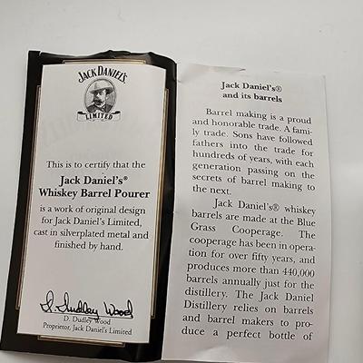 LOT:: New in box Jack Daniel's Crystal Bottle Stopper and Whiskey Barrel Pourer
