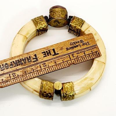 LOT 126:: Vintage Bone & Brass Bohemian Bracelet. Made in India in 1950’s, Genuine Stone.