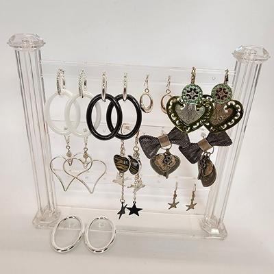 LOT 128:: Pierced Earring Lot- Two pr. Sterling and rest Silvertone