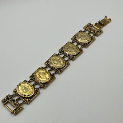 Lot 486 Art Gold Plated bracelet with lockets