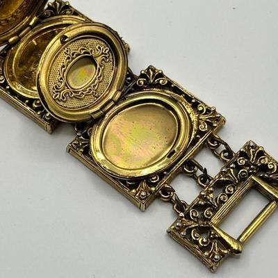 Lot 486 Art Gold Plated bracelet with lockets