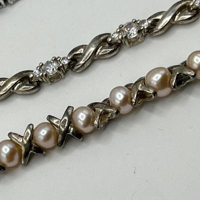 Lot 491 Sterling Silver & gemstone Bracelets