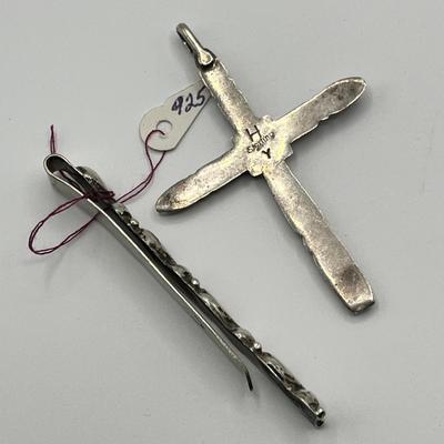 Lot 497 Sand Cast Cross Pendant & Tie Bar NA