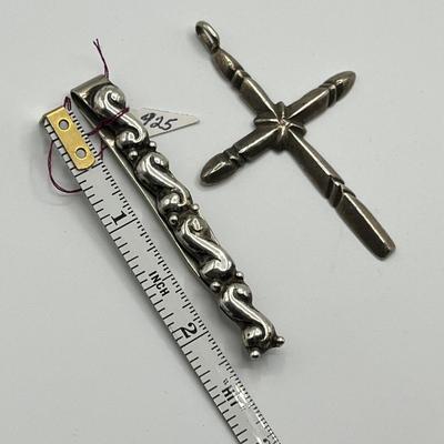 Lot 497 Sand Cast Cross Pendant & Tie Bar NA