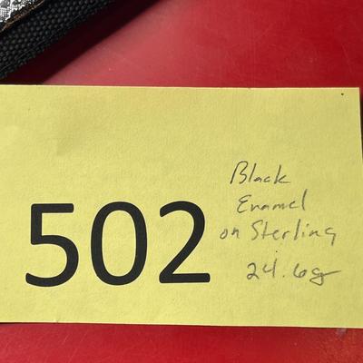 Lot 502 Black enamel on Sterling Jewelry