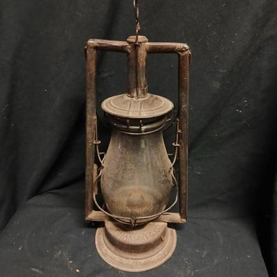 Vintage kerosene lantern marked C.T. HAM MFG. CO.No. 0