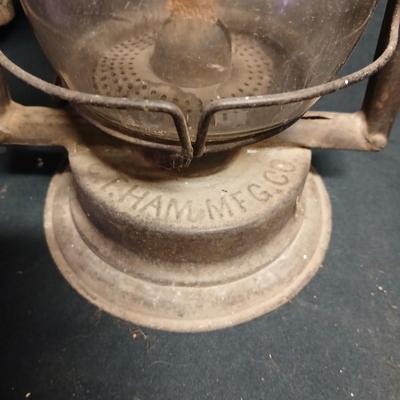 Vintage kerosene lantern marked C.T. HAM MFG. CO.No. 0