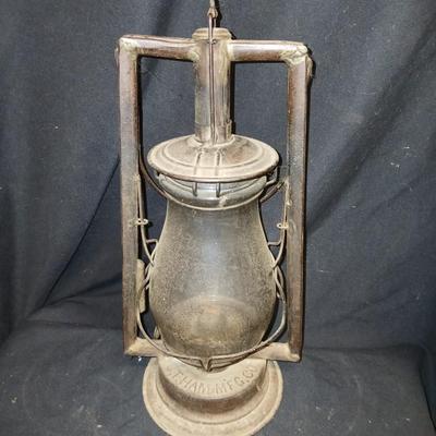 Vintage kerosene lantern marked C.T. HAM MFG. CO.No. 0