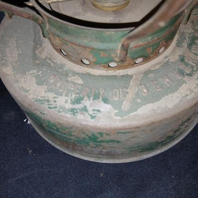 Vintage kerosene lantern marked Handlan USA Property of Denver Water Dept.