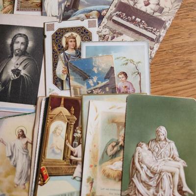 Sale Photo Thumbnail #322: This auction lot is for a Group of Vintage Holy Cards - Lot A.  This lot contains over 30 different, vintage and unique Holy Cards.  All in good condition for their age and storage.